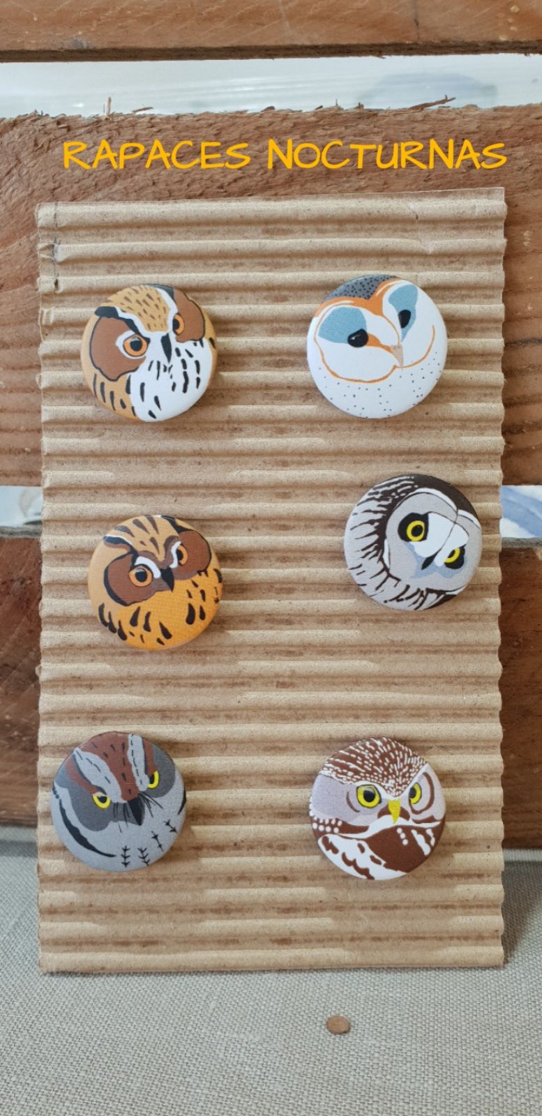 Lote de 6 Chapitas Rapaces nocturnas
