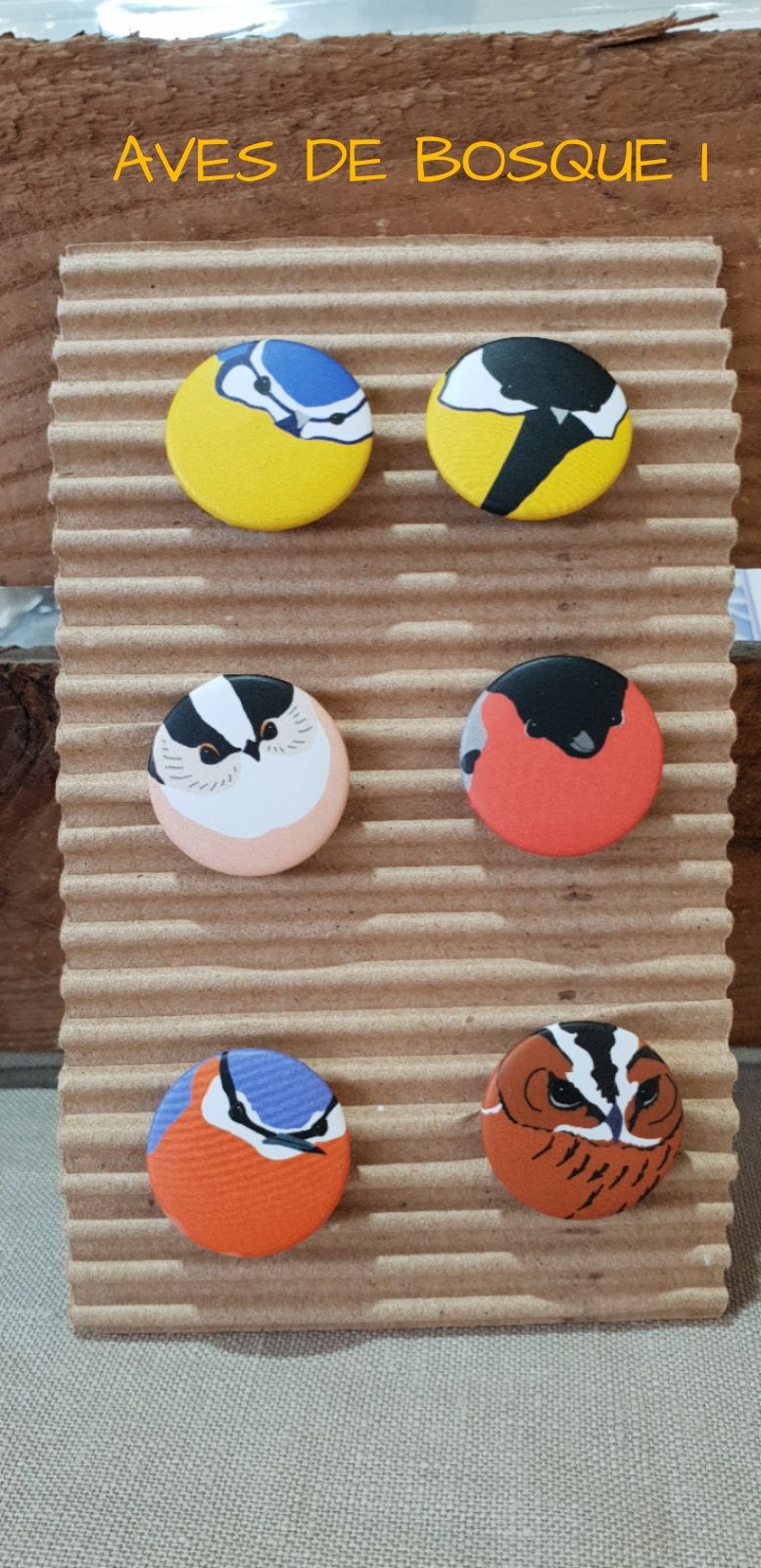 Lote de 6 chapitas de Aves de Bosque 2